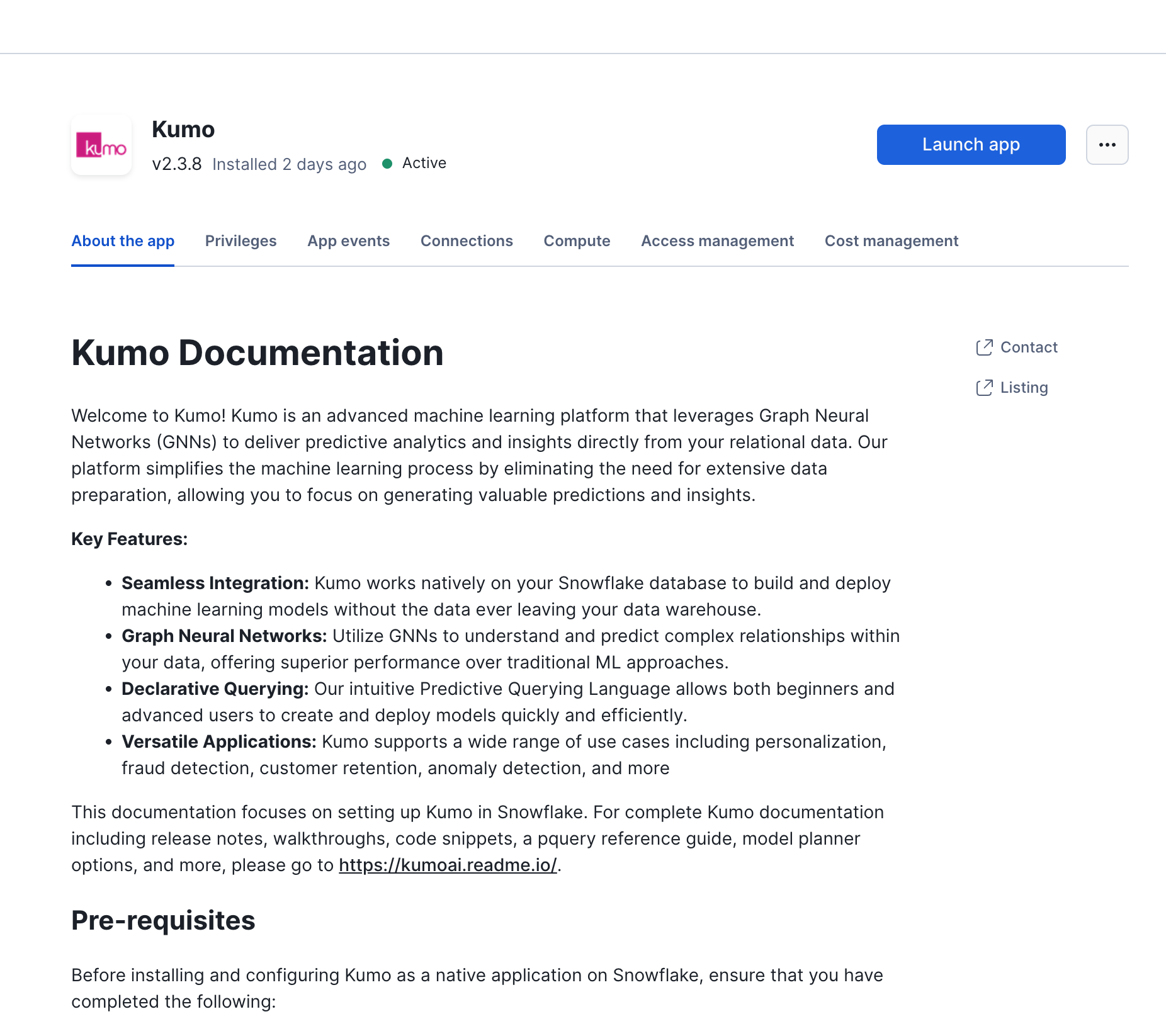 Click Launch to access Kumo