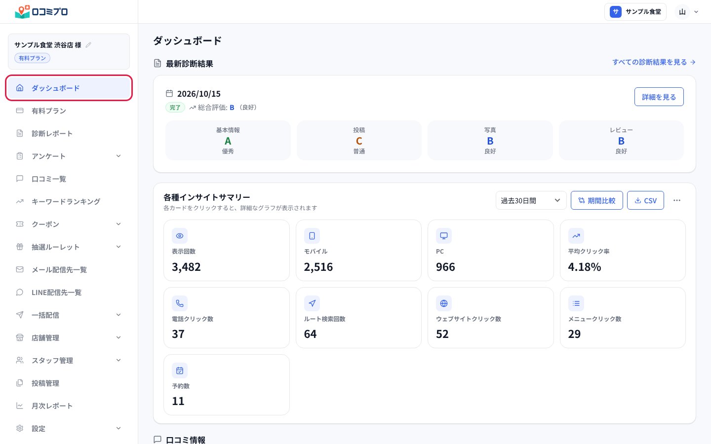 左のメニューの「ダッシュボード」を押す