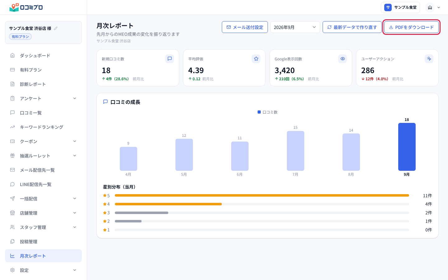 画面右上の「PDFをダウンロード」を押す