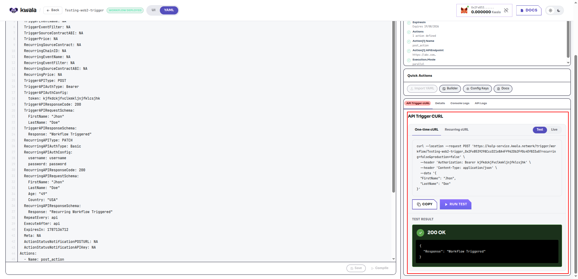 Web2 Test Trigger