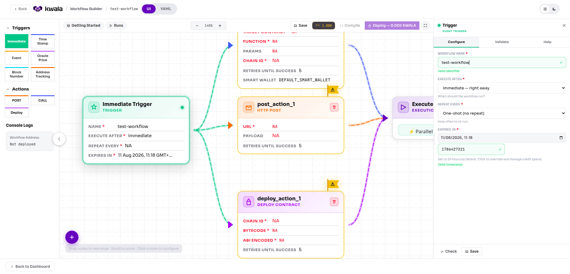 Kwala workflow builder interface