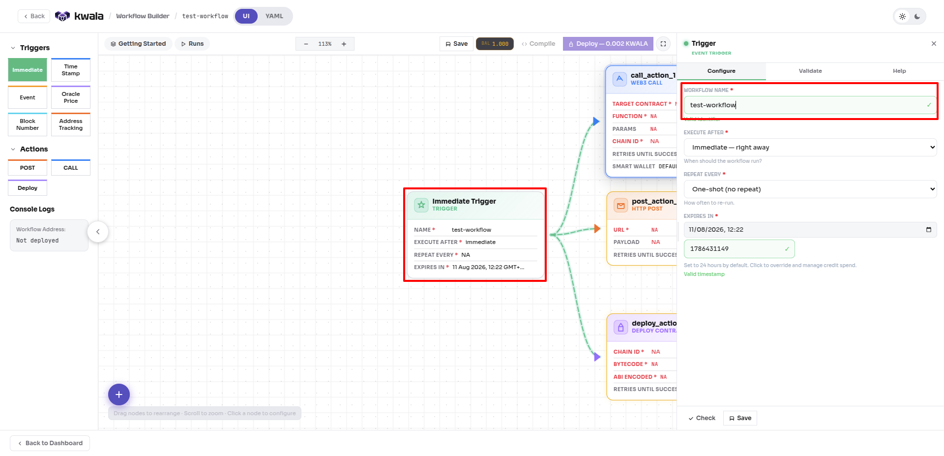 Workflow name input