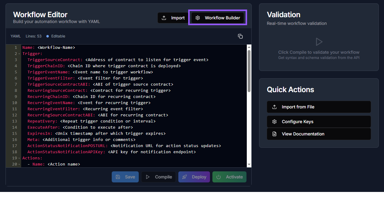 Workflow Builder button in navigation