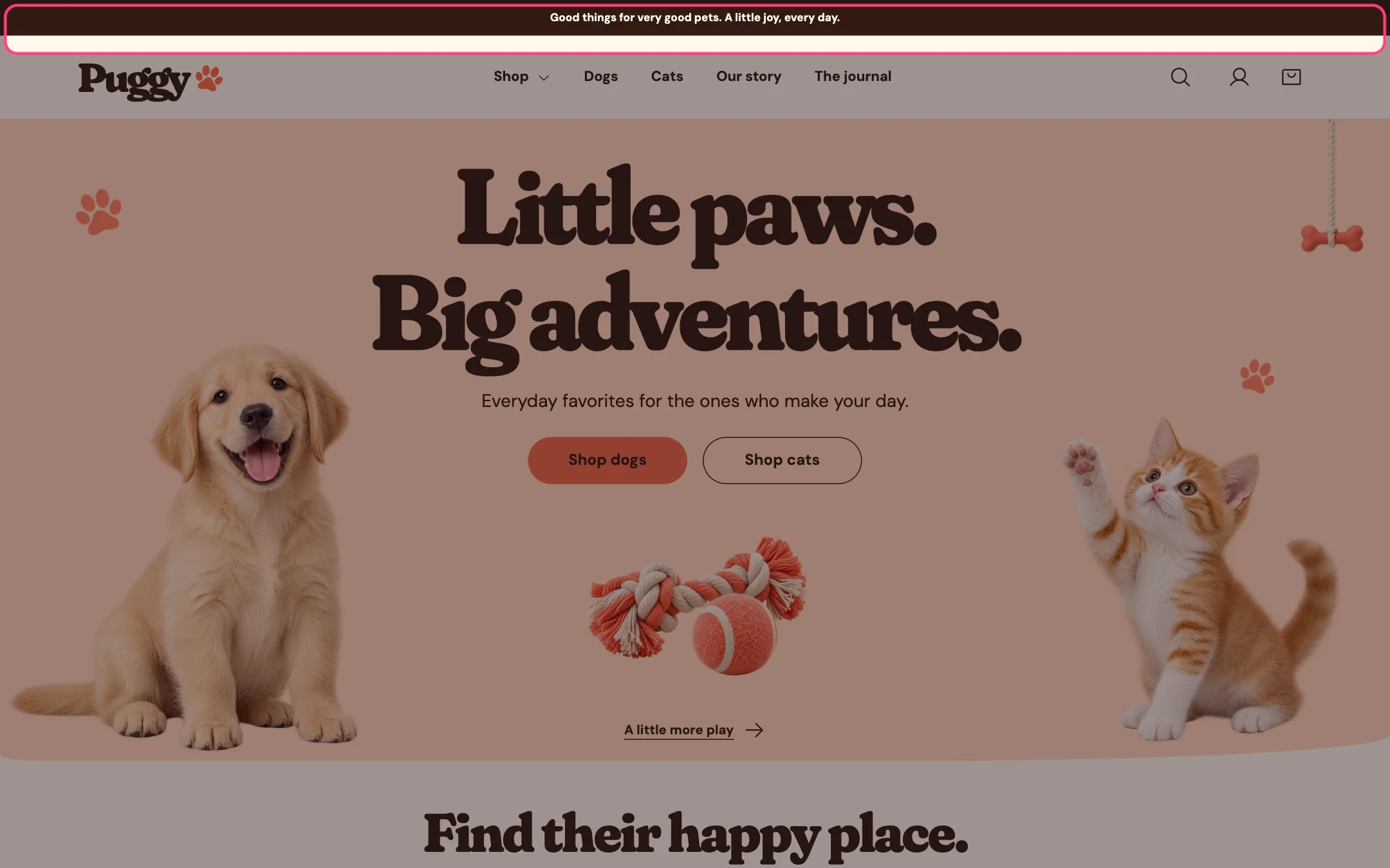 Announcement bar on the storefront