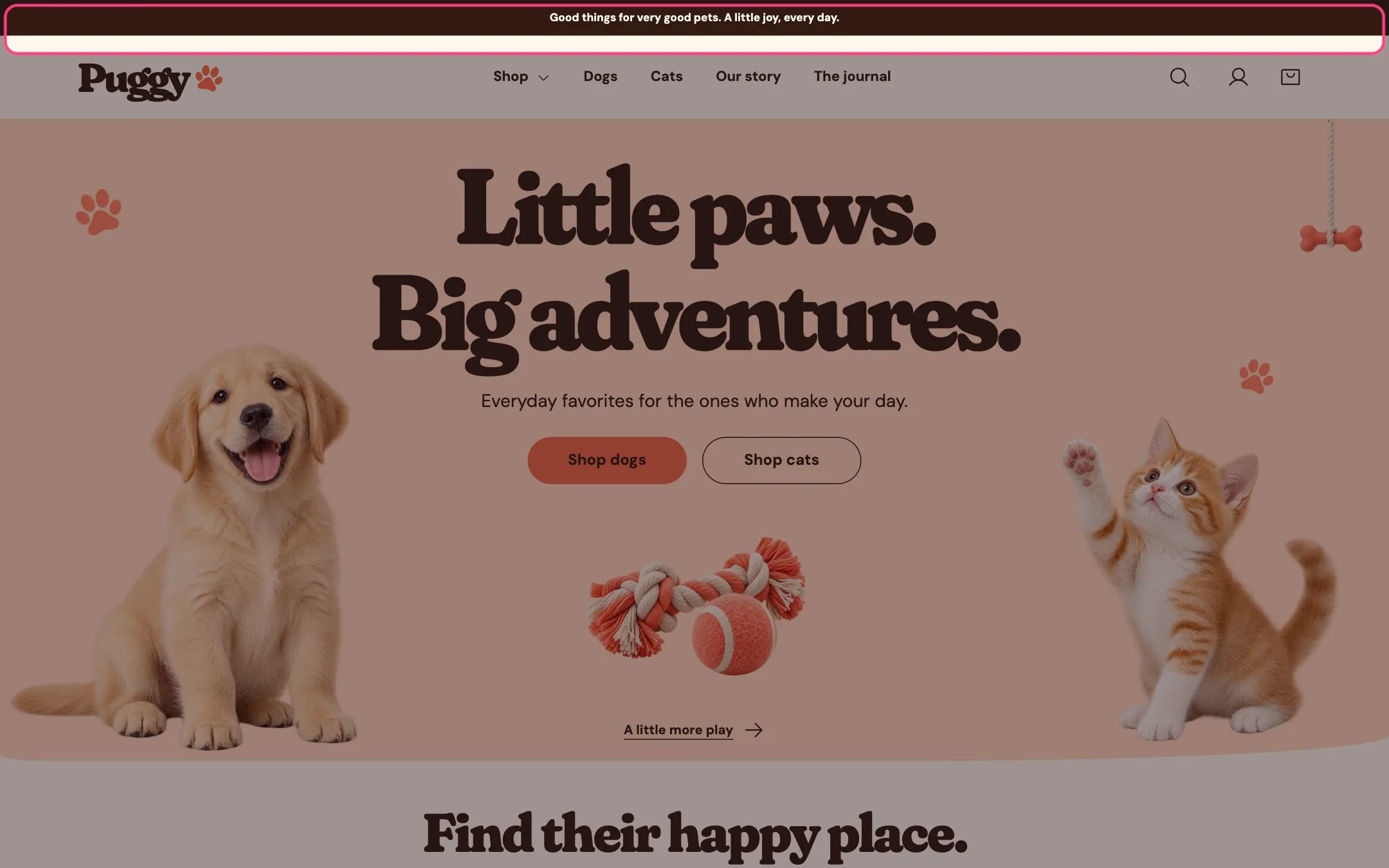 Announcement bar on the storefront