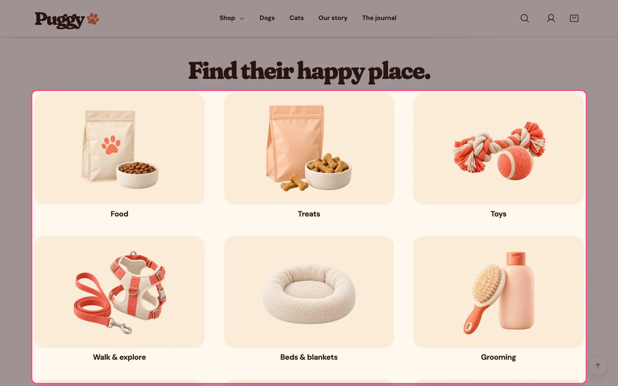 Category grid on the storefront