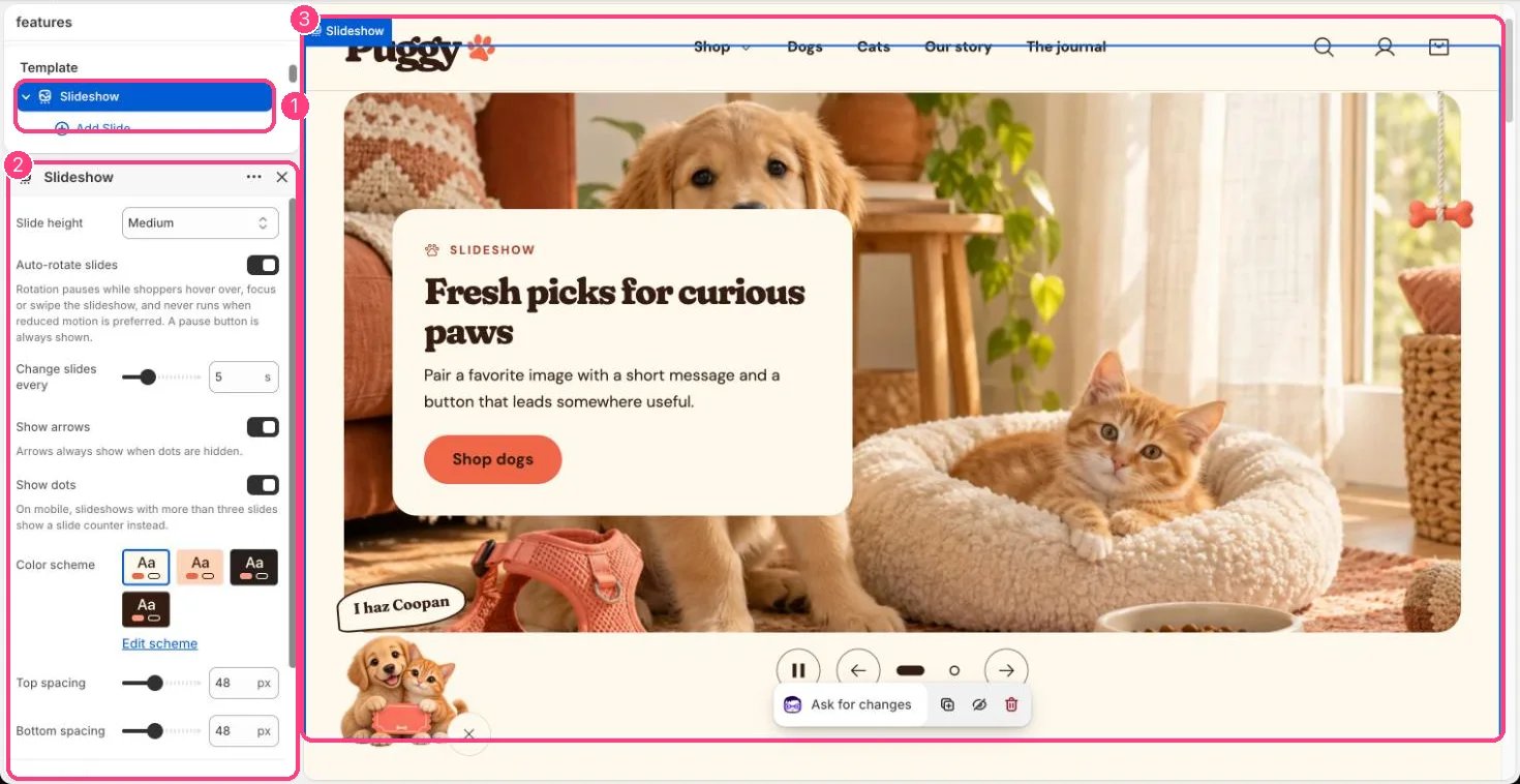 Slideshow in the theme editor