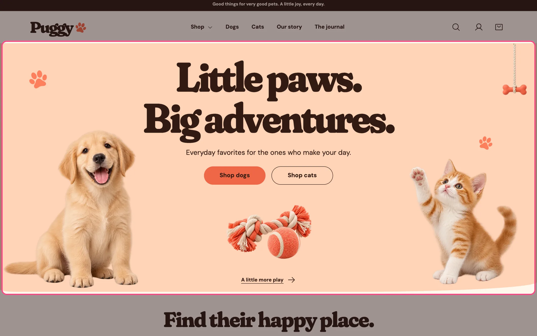 Pet hero on the storefront