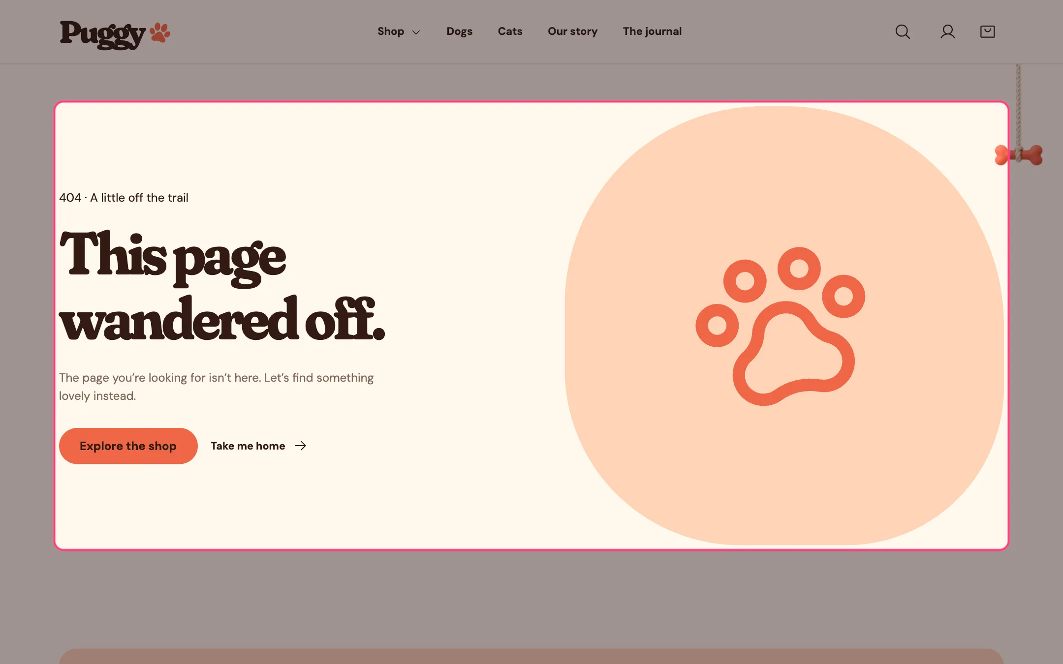 404 page on the storefront