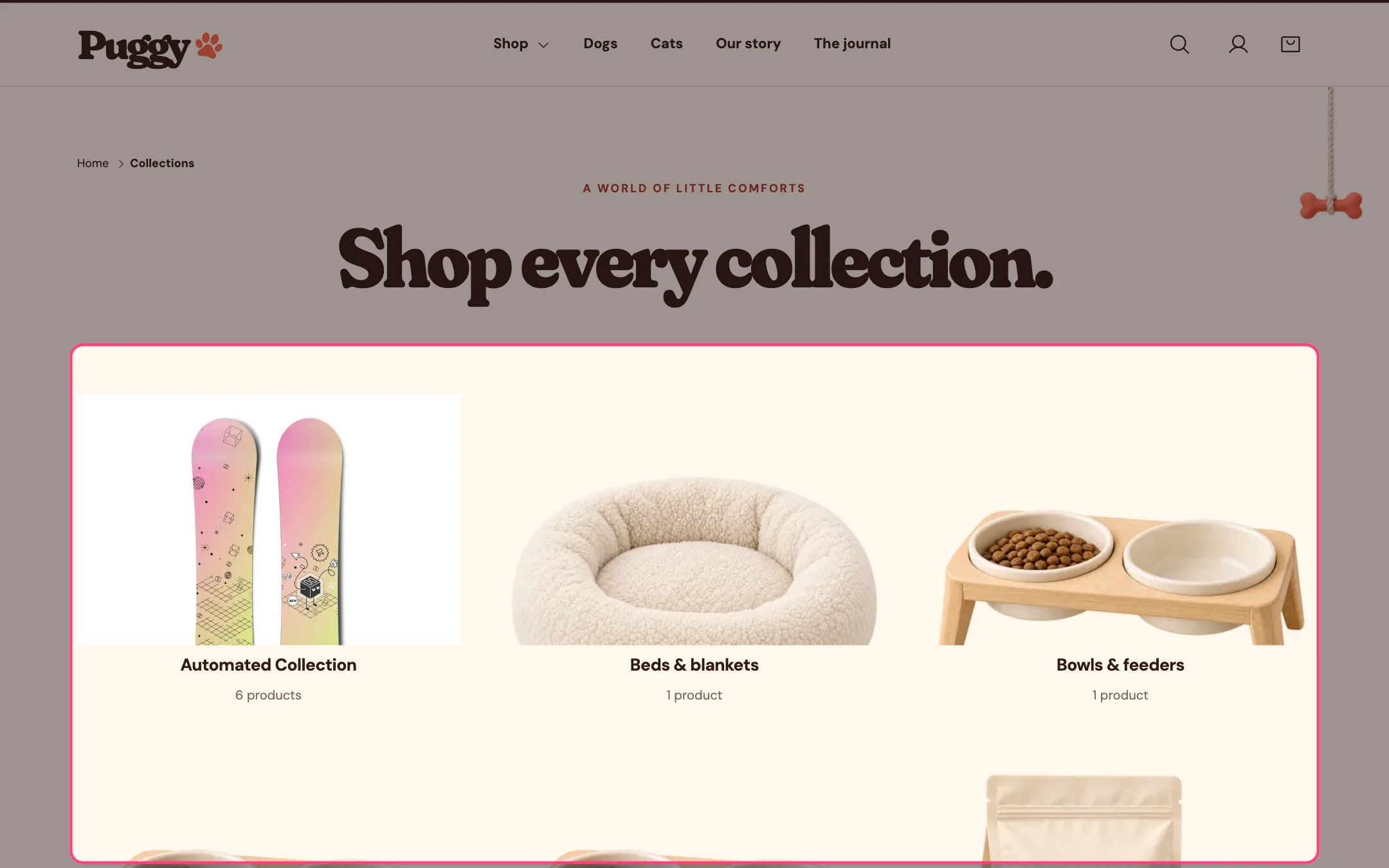 Collection list page on the storefront
