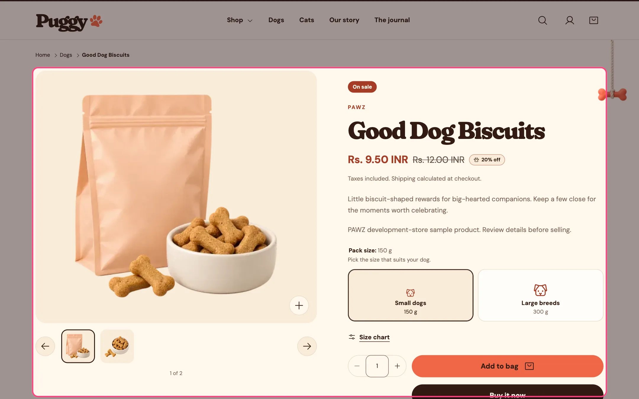 The product page