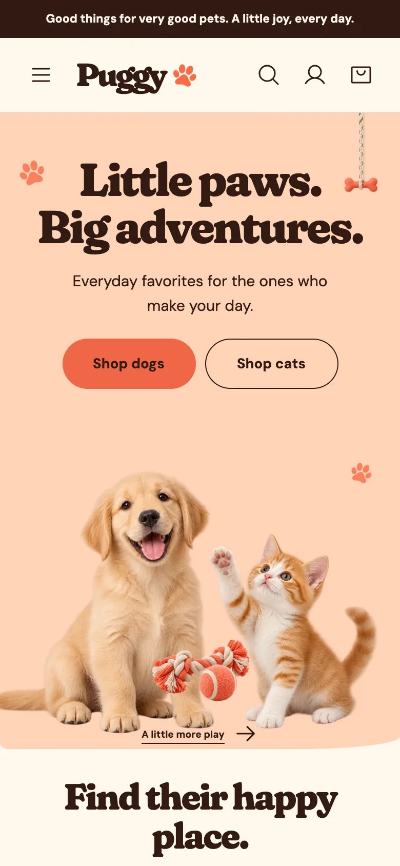 The home page on a phone