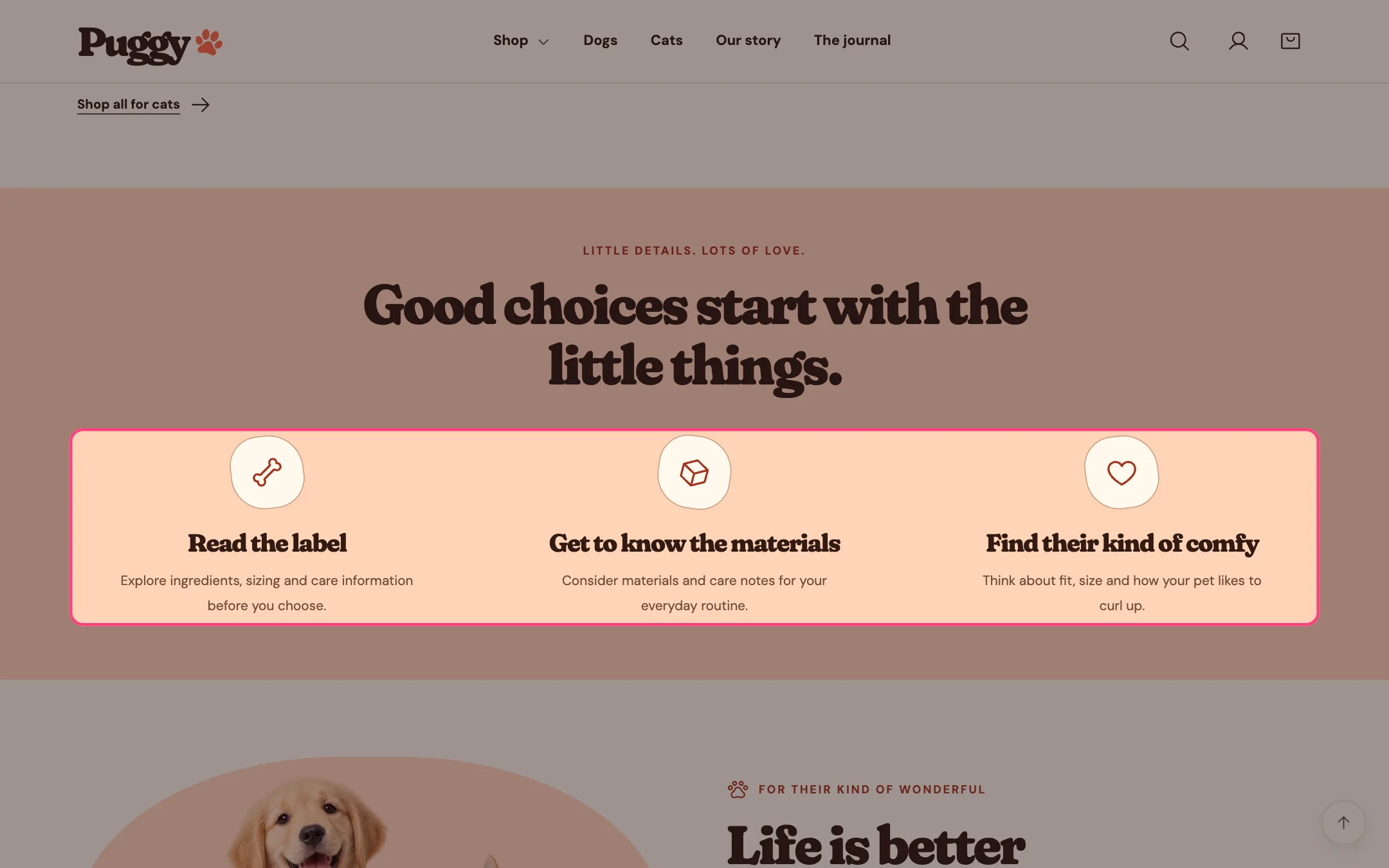 Product benefits on the storefront