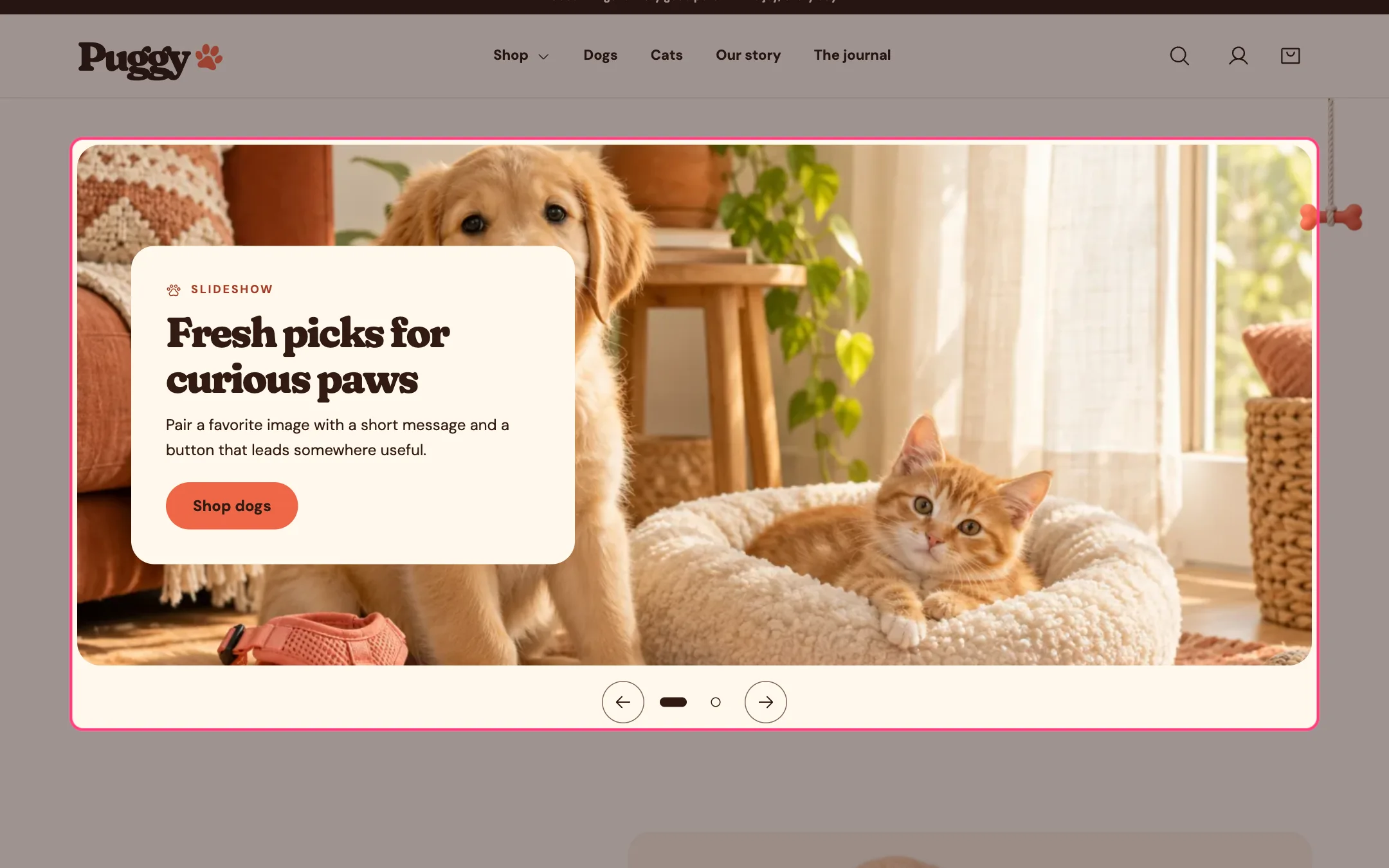 Slideshow on the storefront