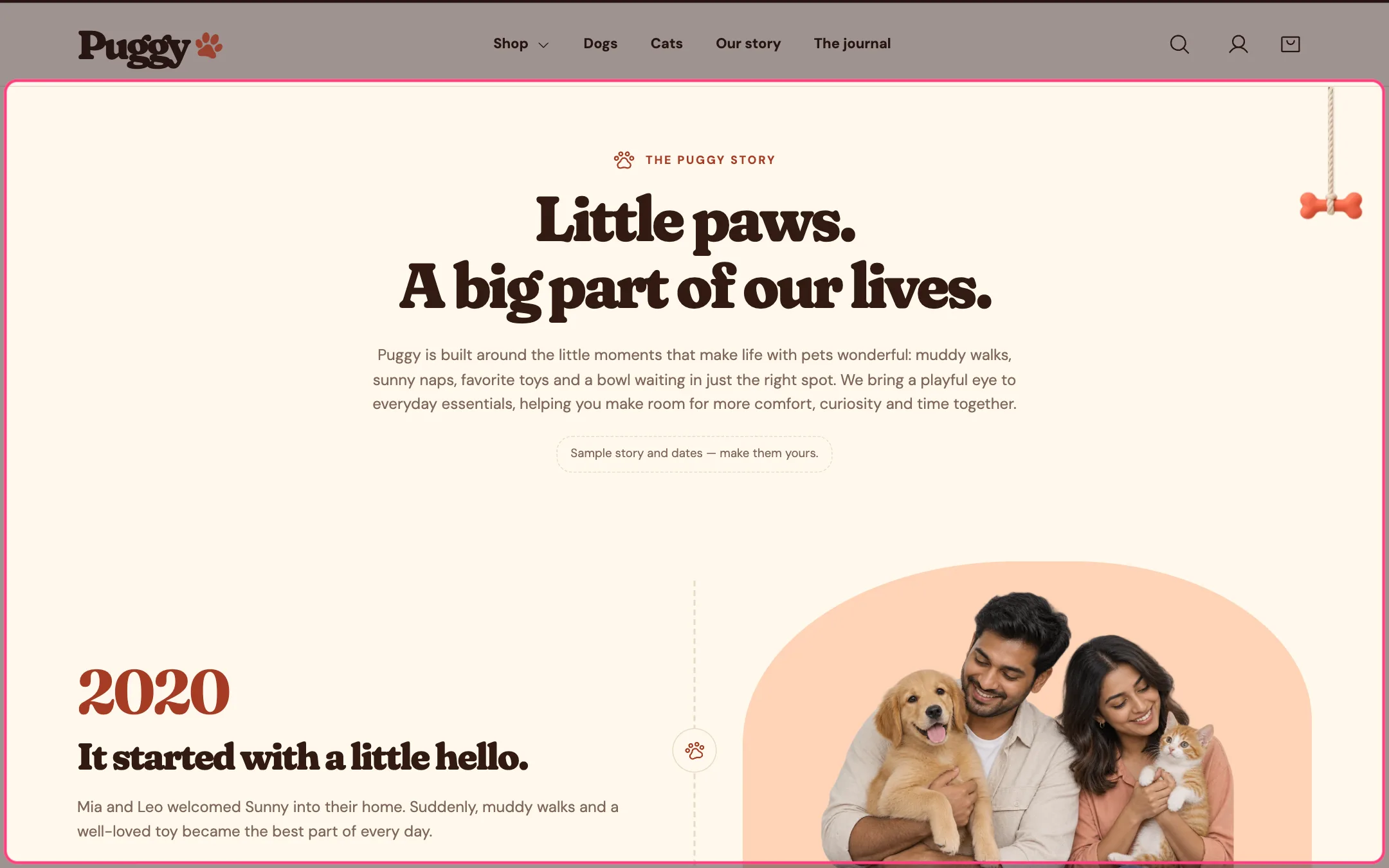 Our story on the storefront