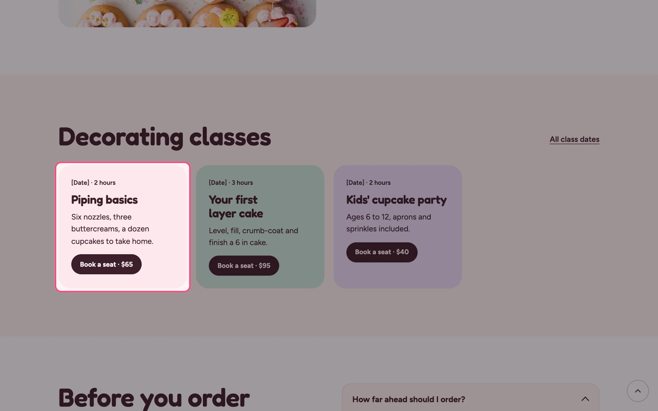 Card grid on the storefront