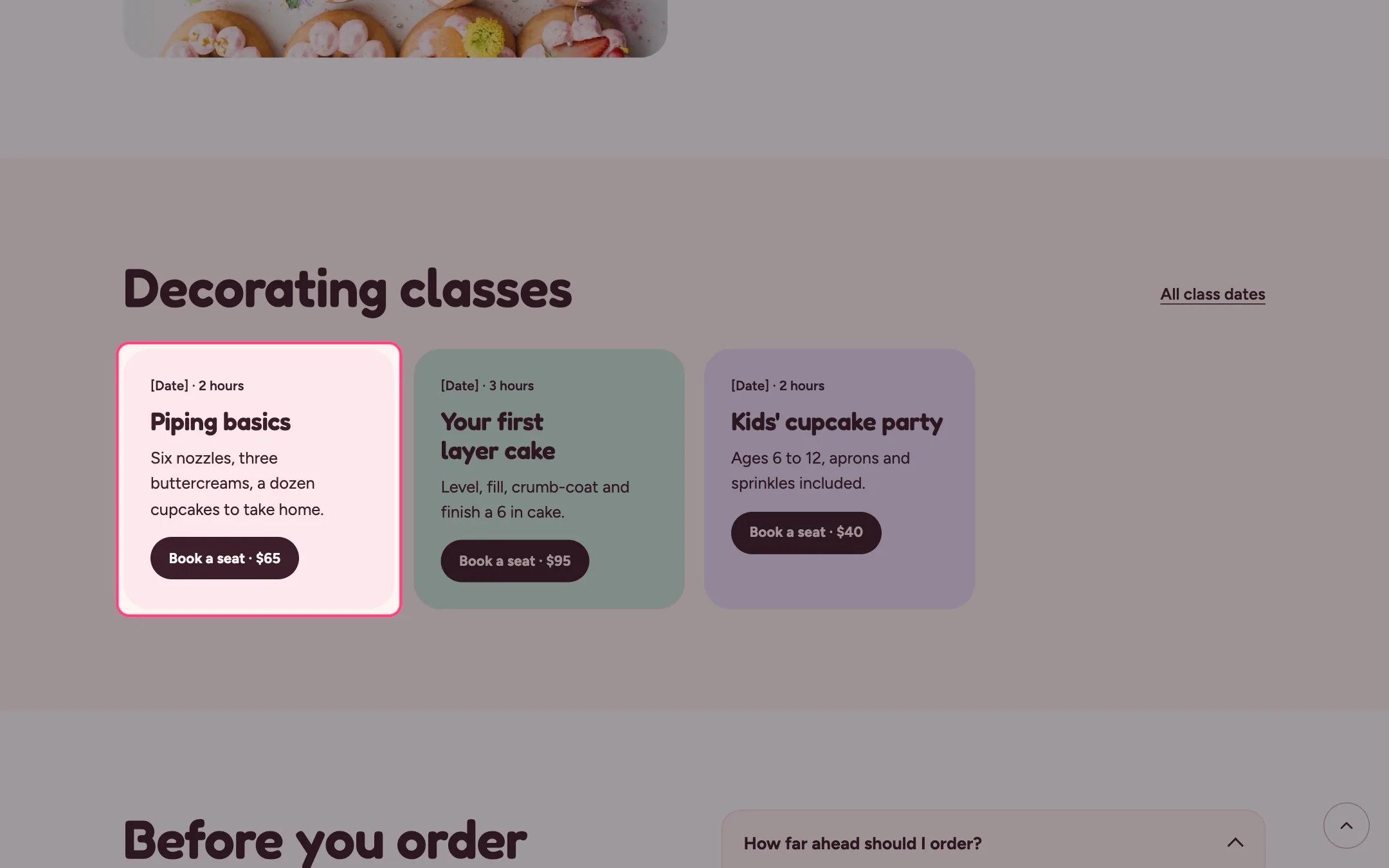 Card grid on the storefront