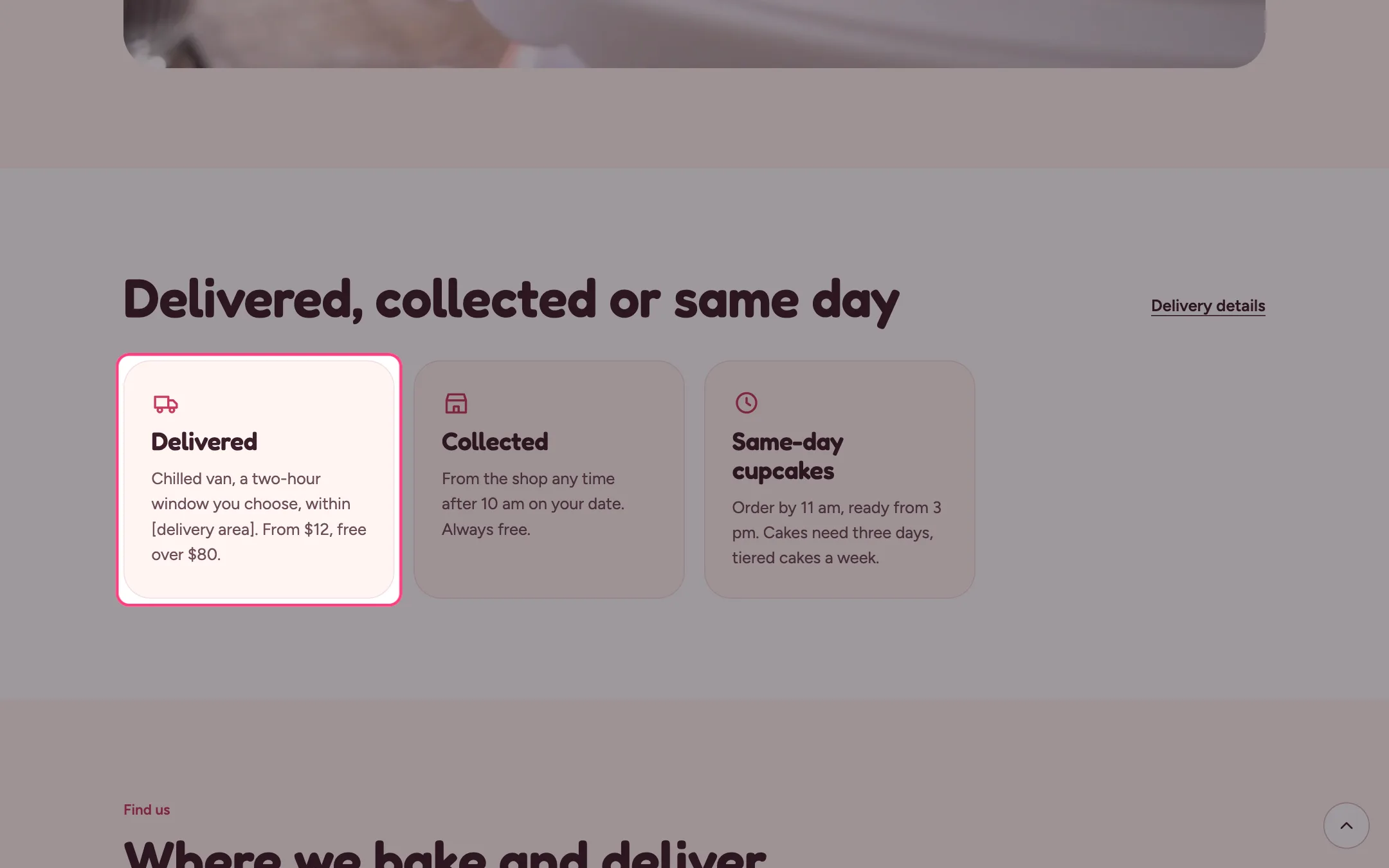Info cards on the storefront