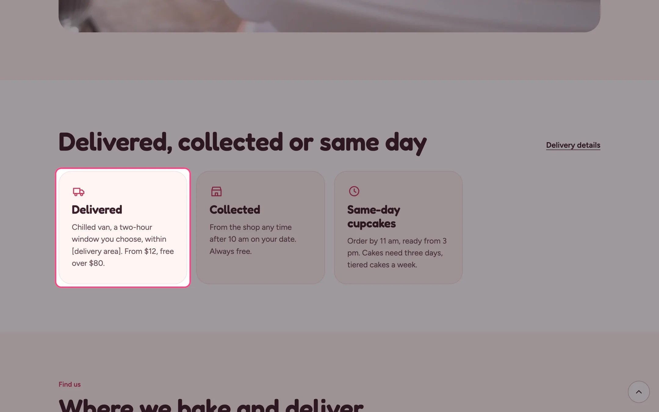 Info cards on the storefront