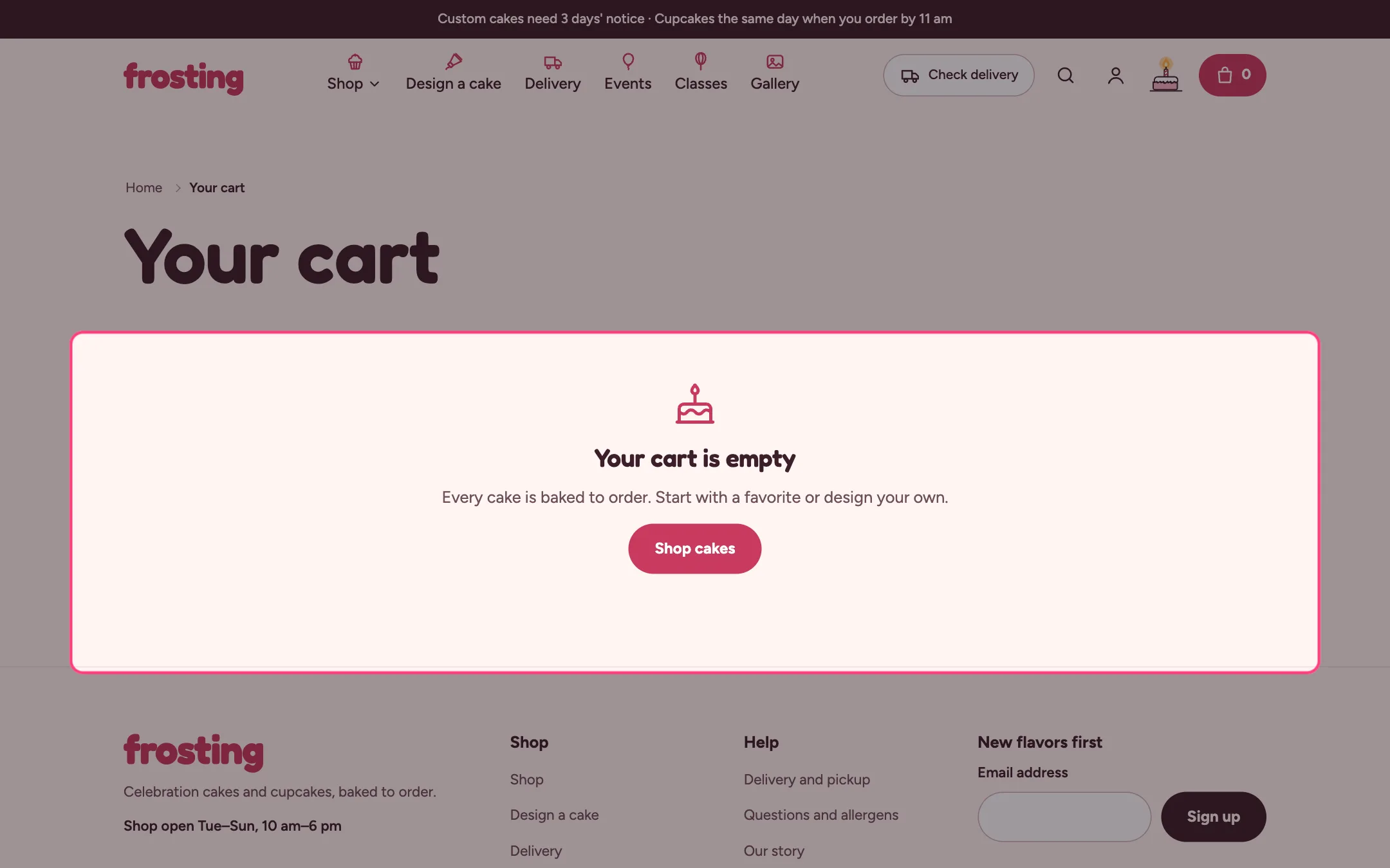 Cart on the storefront