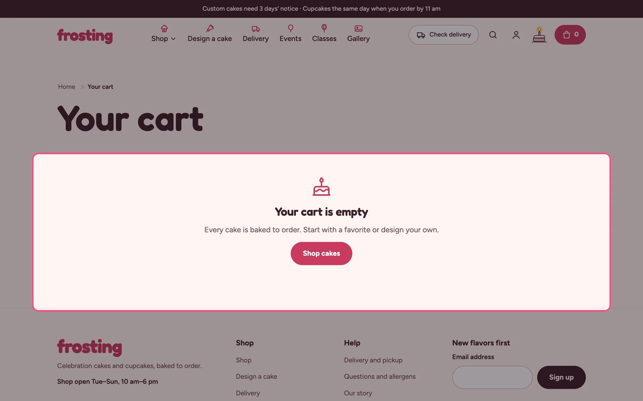 Cart on the storefront