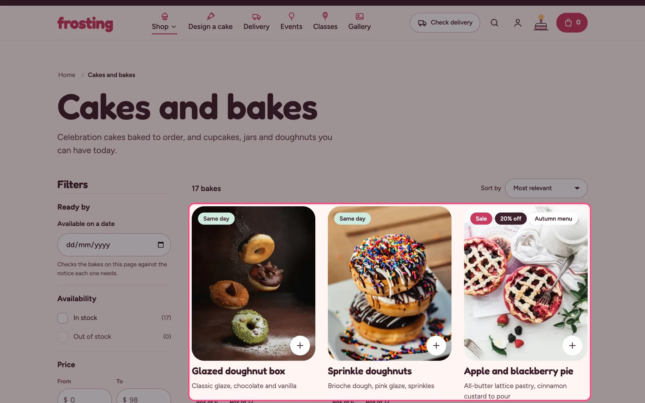 Collection on the storefront