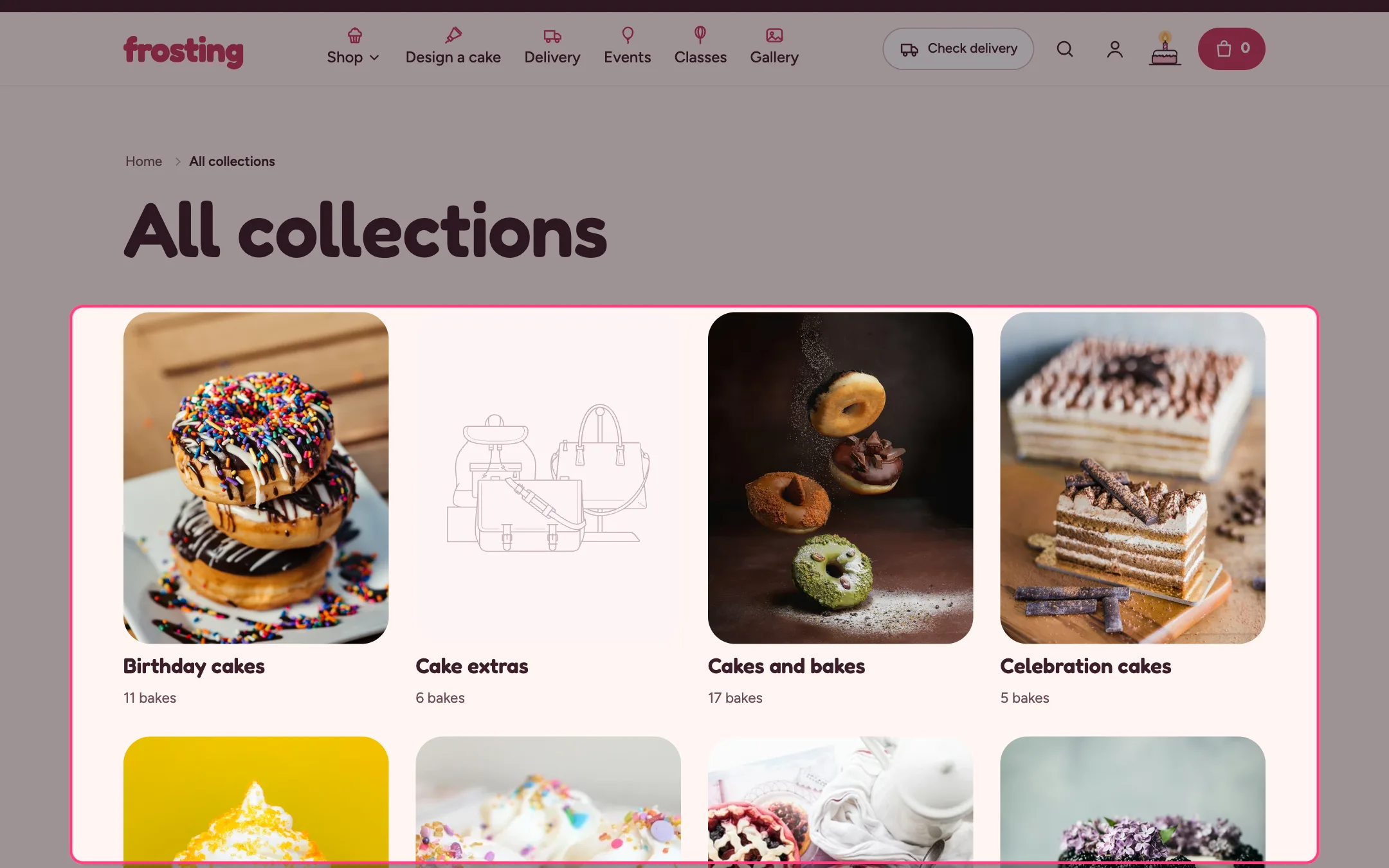Collections list page on the storefront