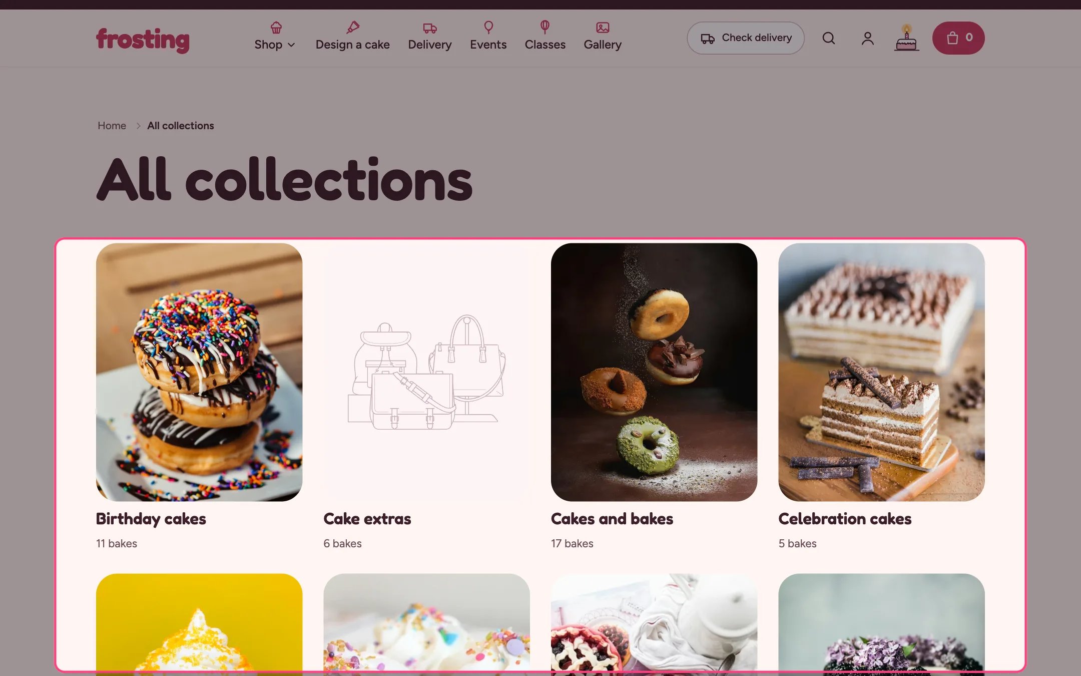 Collections list page on the storefront