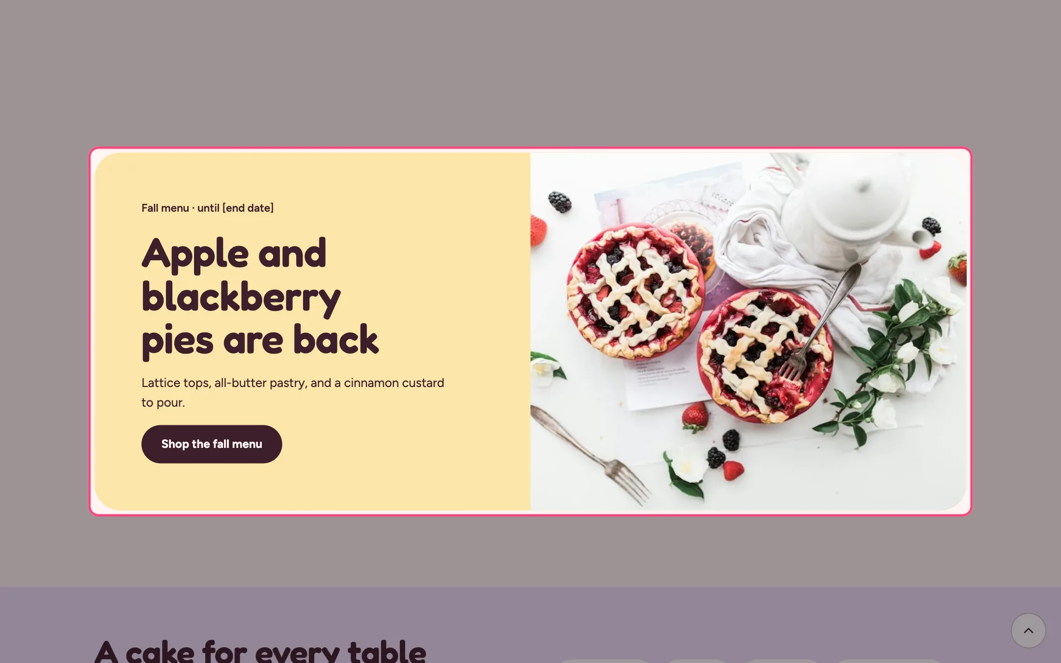 Promo banner on the storefront