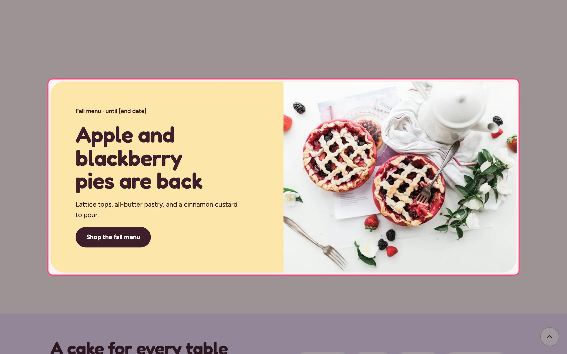 Promo banner on the storefront
