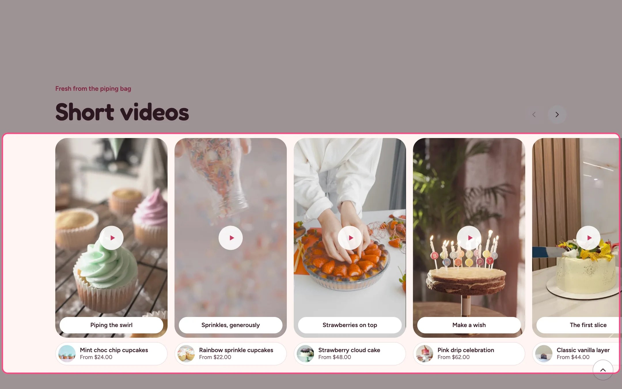 Short videos on the storefront