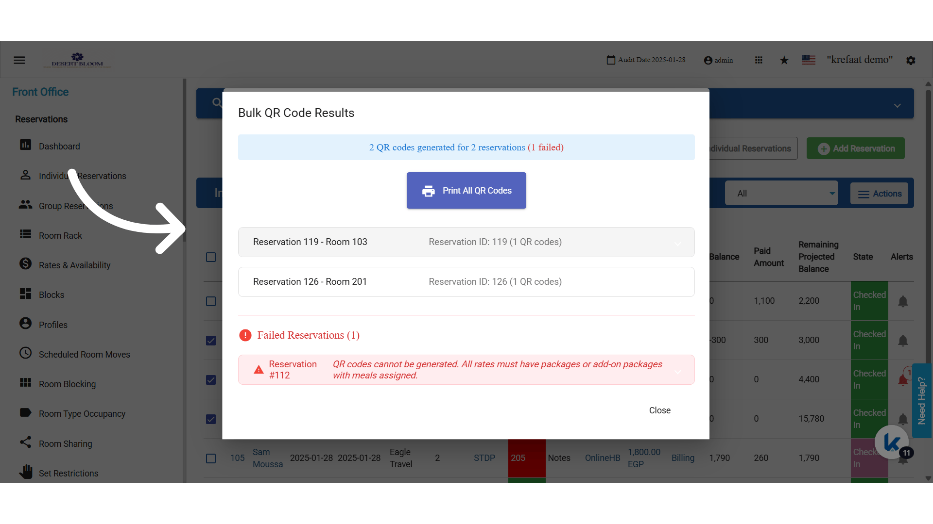Bulk QR code results