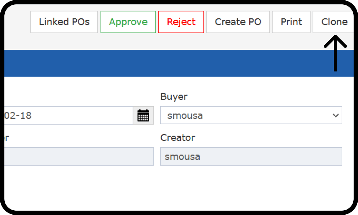 Clone a purchase request