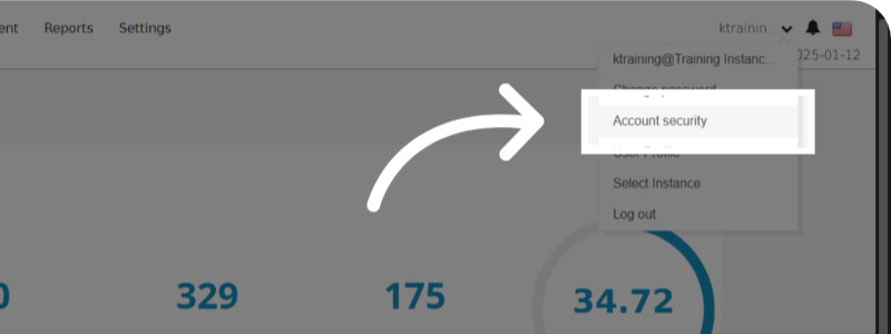 Account security in the user menu
