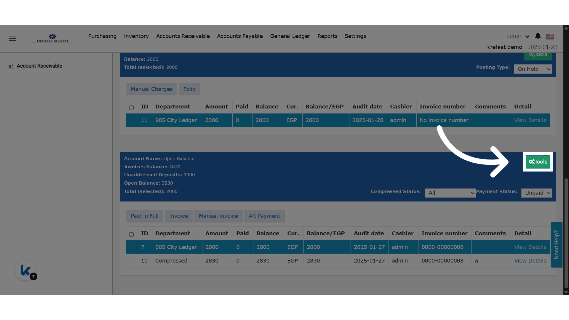 Tools menu