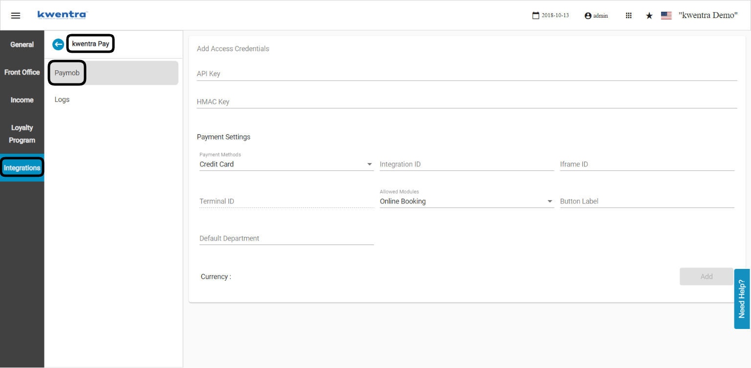 Paymob settings in Kwentra Pay