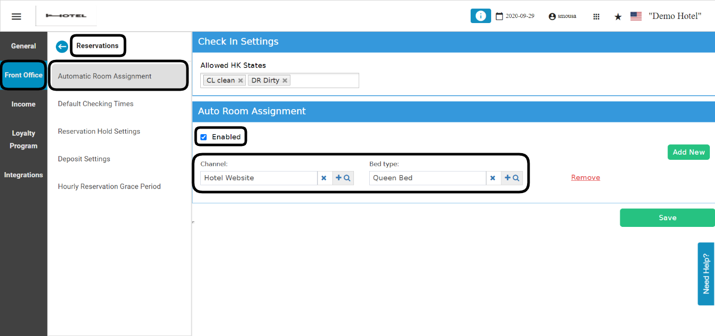أولوية Channel وBed Type في Auto Room Assignment