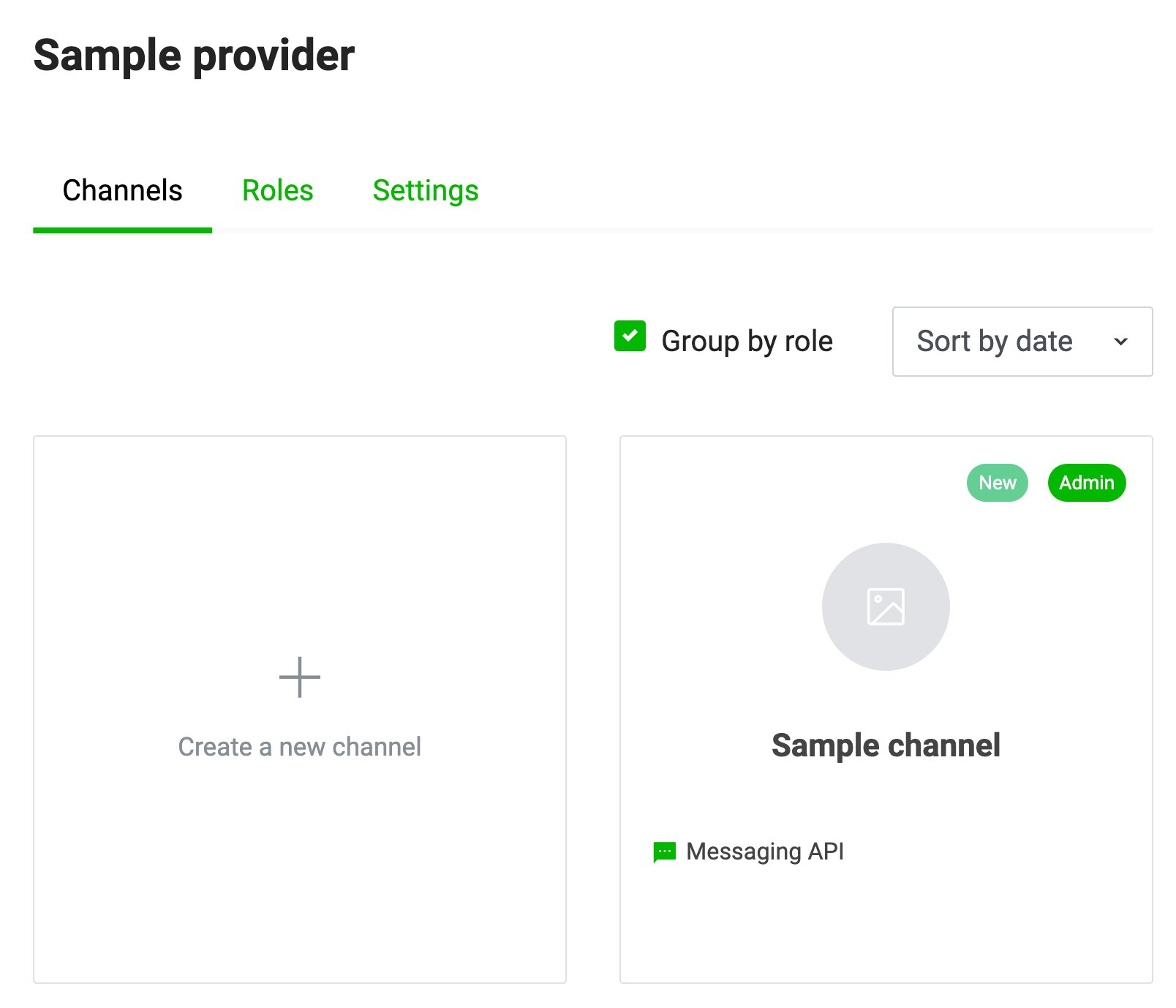 LINE Developers Console showing a Messaging API channel card