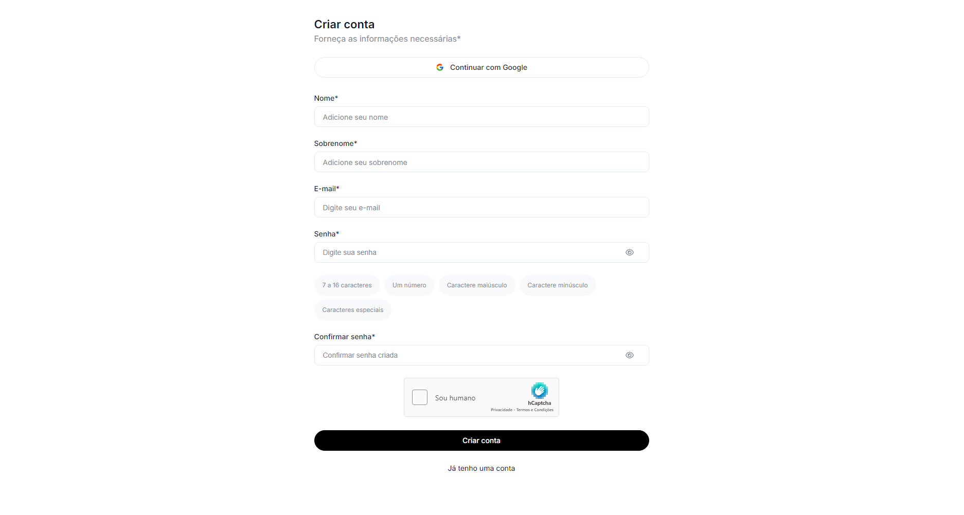 Estado vazio do chatbot