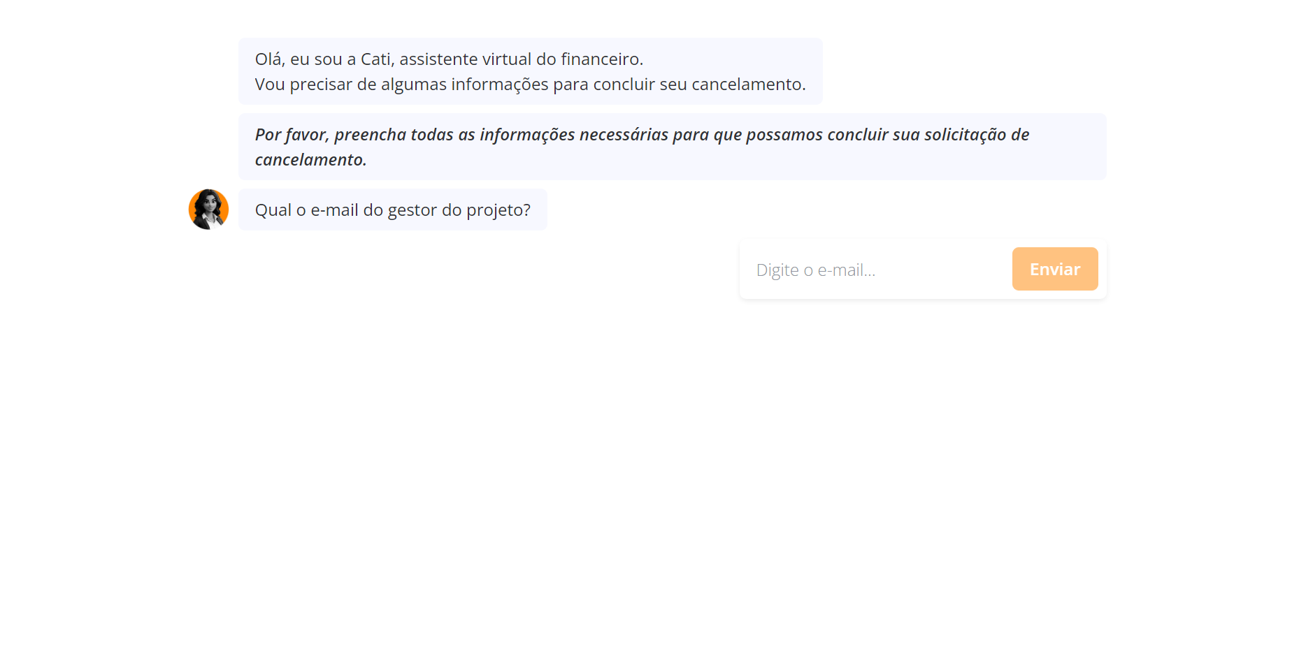 Estado vazio do chatbot