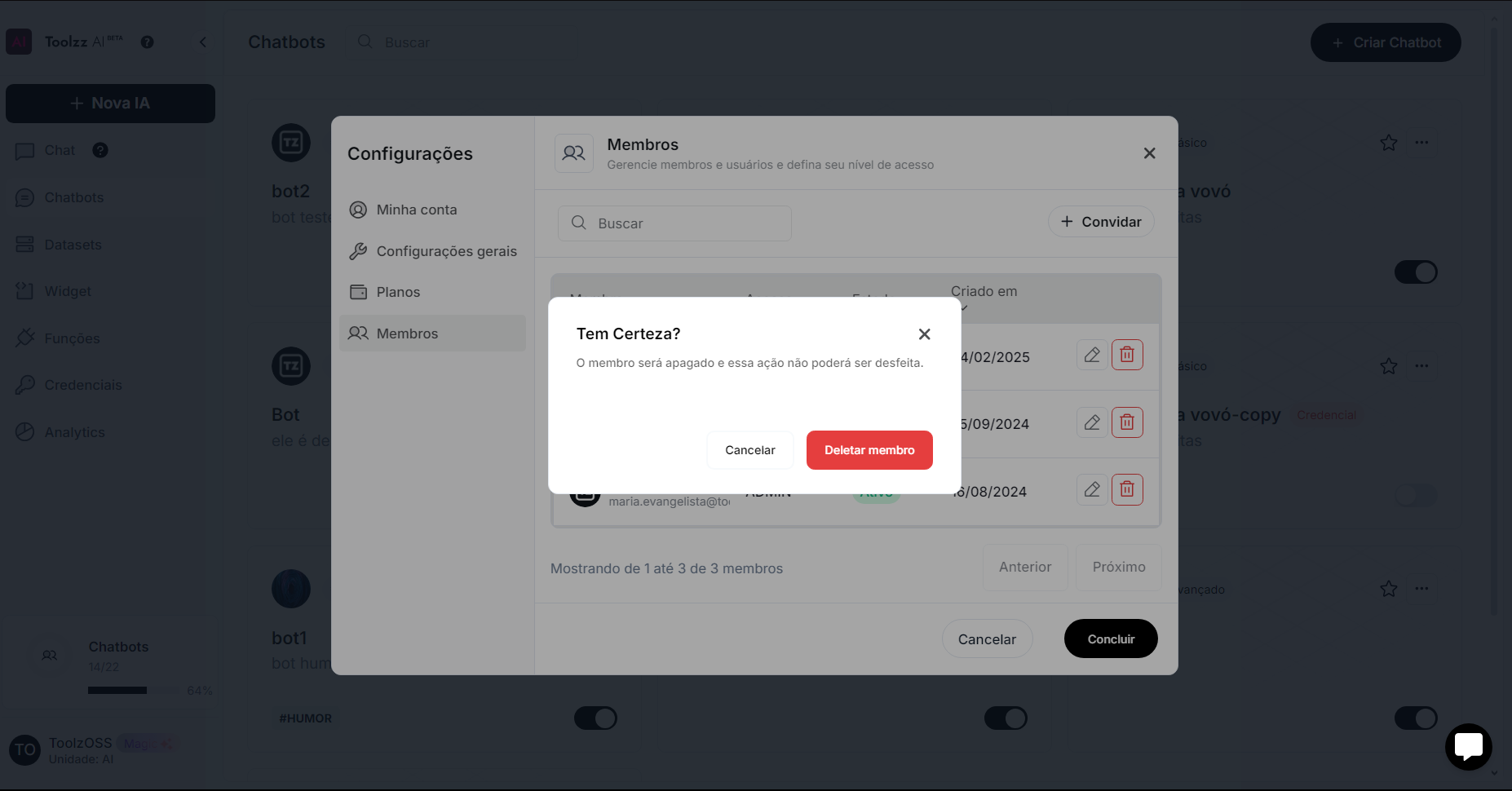 Estado vazio do membro