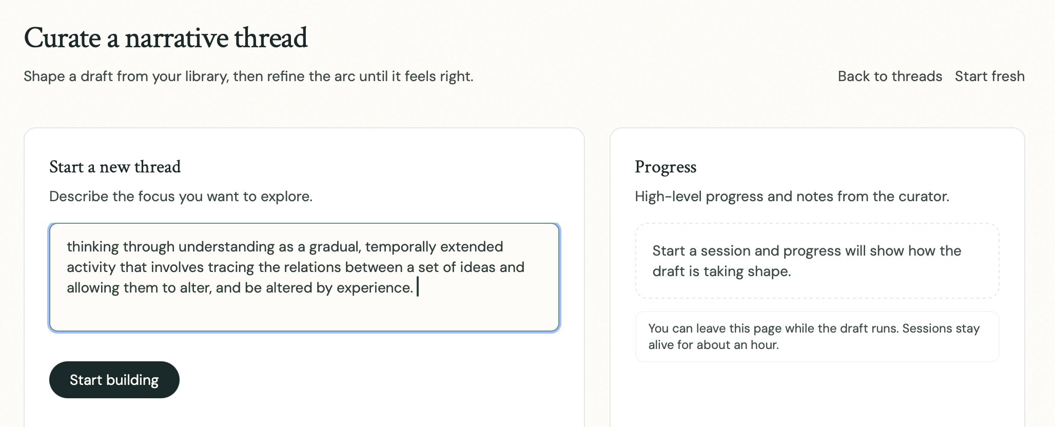 Thread builder prompt