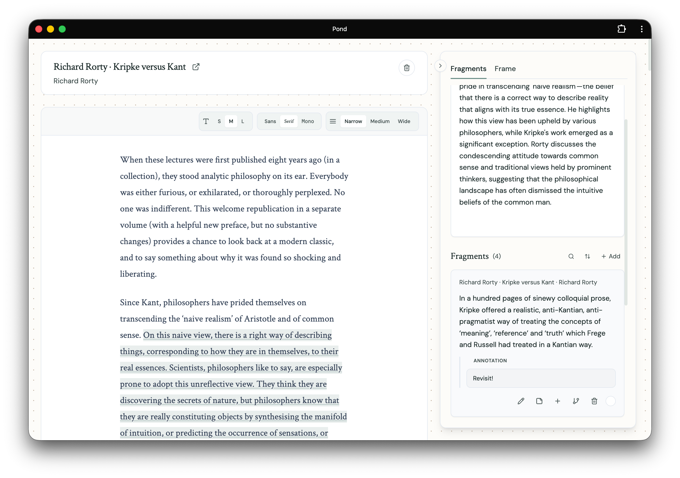 Artefact Reader View