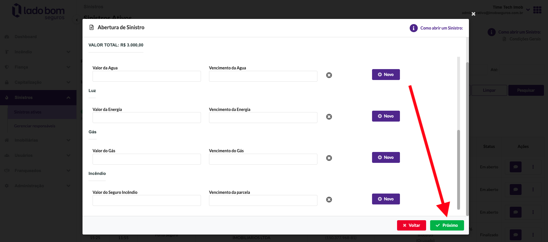 Upload de documentos