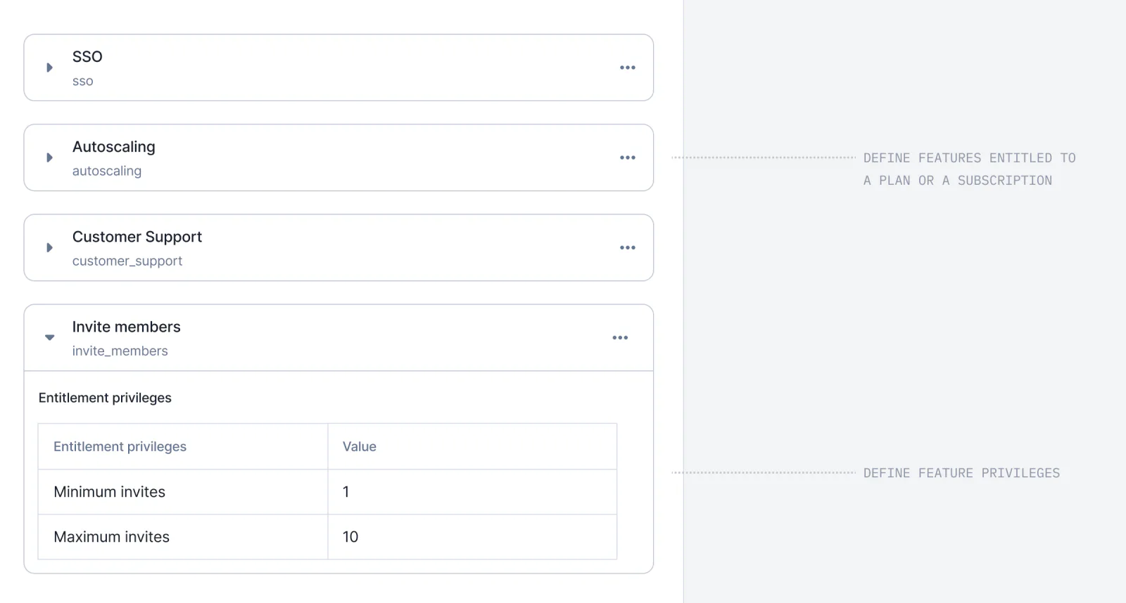 Lago entitlements defining feature access on a plan.
