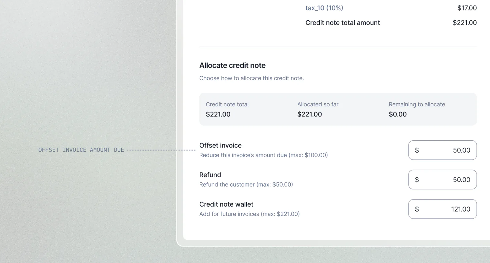 Lago credit note applied to offset the remaining amount due on an invoice.