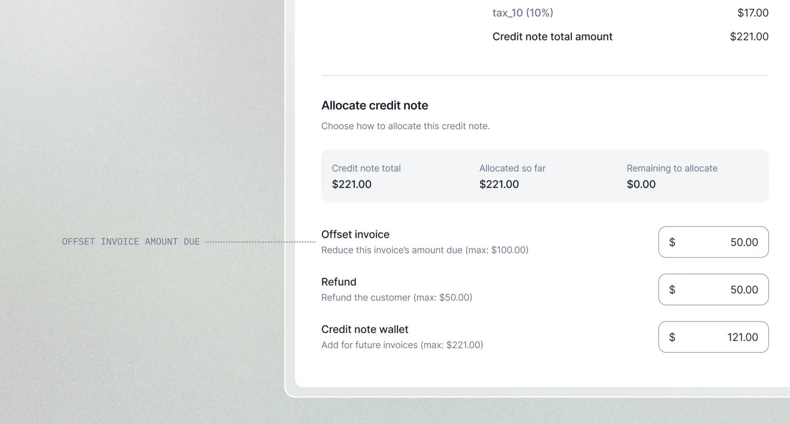 Lago credit note applied to offset the remaining amount due on an invoice.
