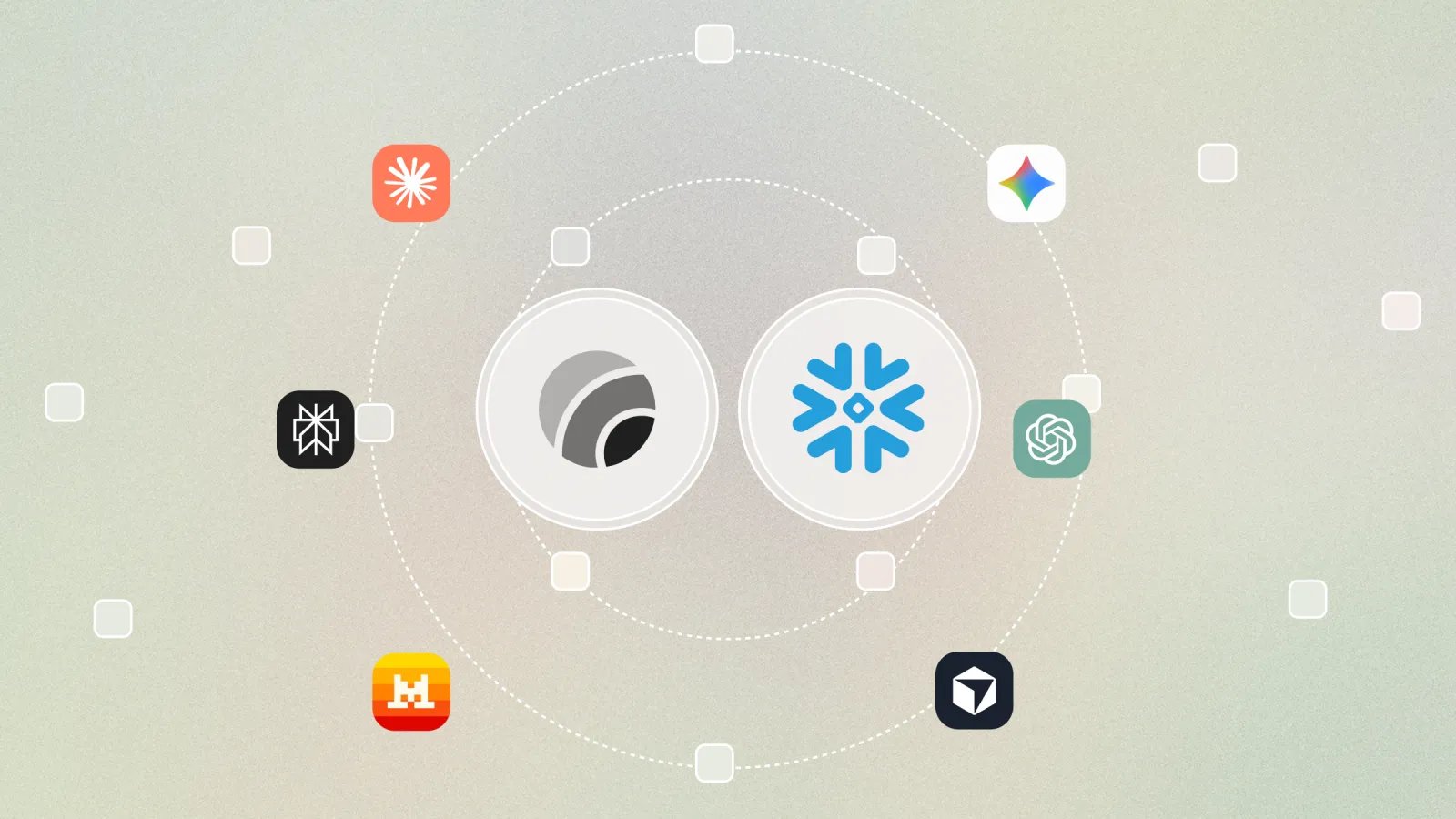 The Lago and Snowflake logos, ringed by the AI provider logos the Lago Agent SDK bills.