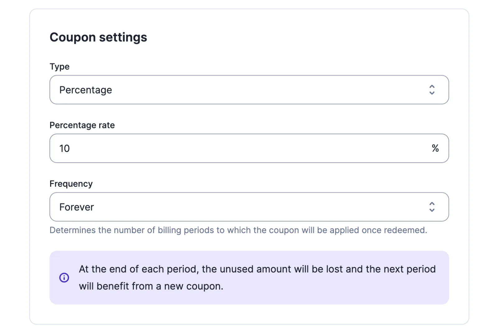 Lago coupon set to apply forever.