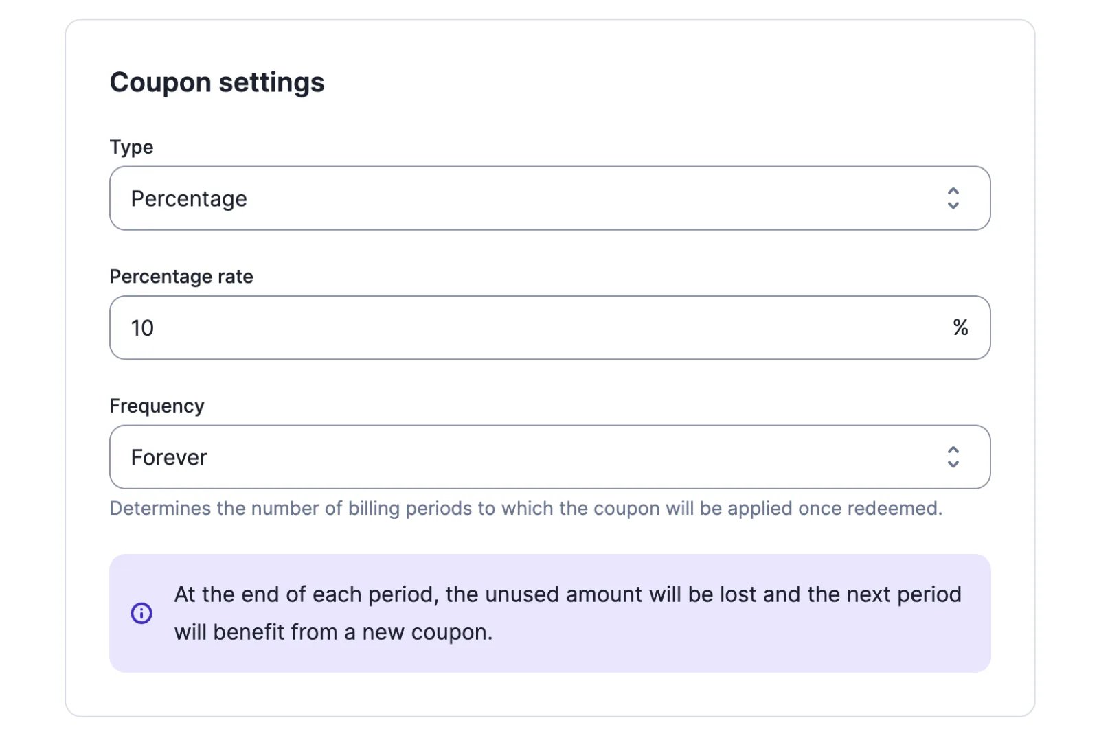 Lago coupon set to apply forever.